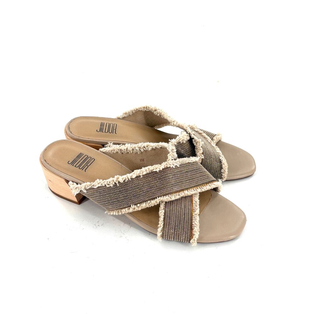 Jildor Vaneli Leyva Mules 8 Tan Beige Sandals Heels Resort Travel Cruise